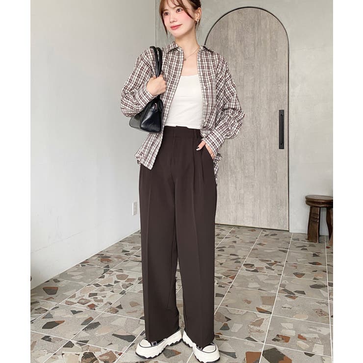 カットジョーゼットセンタープレスハイウエストツータックセミワイドスラックスパンツ | moment+ | 詳細画像44 