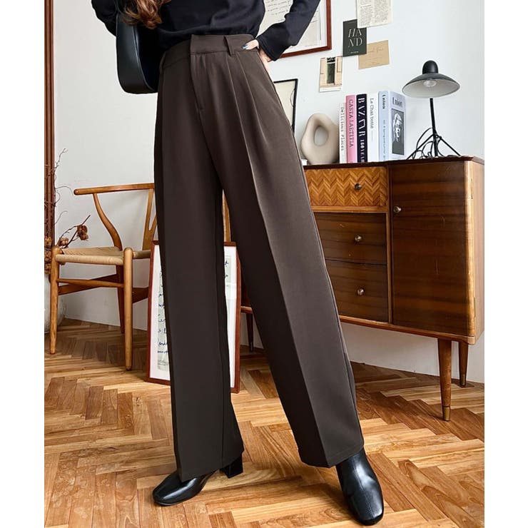 カットジョーゼットセンタープレスハイウエストツータックセミワイドスラックスパンツ | moment+ | 詳細画像51 