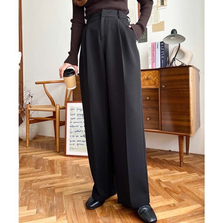 カットジョーゼットセンタープレスハイウエストツータックセミワイドスラックスパンツ | moment+ | 詳細画像56 