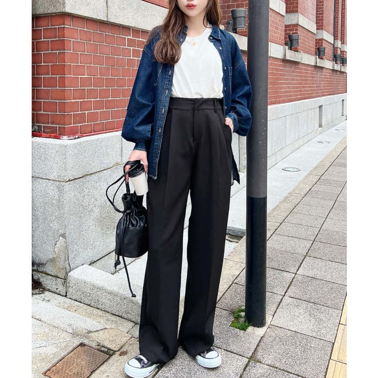 カットジョーゼットセンタープレスハイウエストツータックセミワイドスラックスパンツ | moment+ | 詳細画像69 