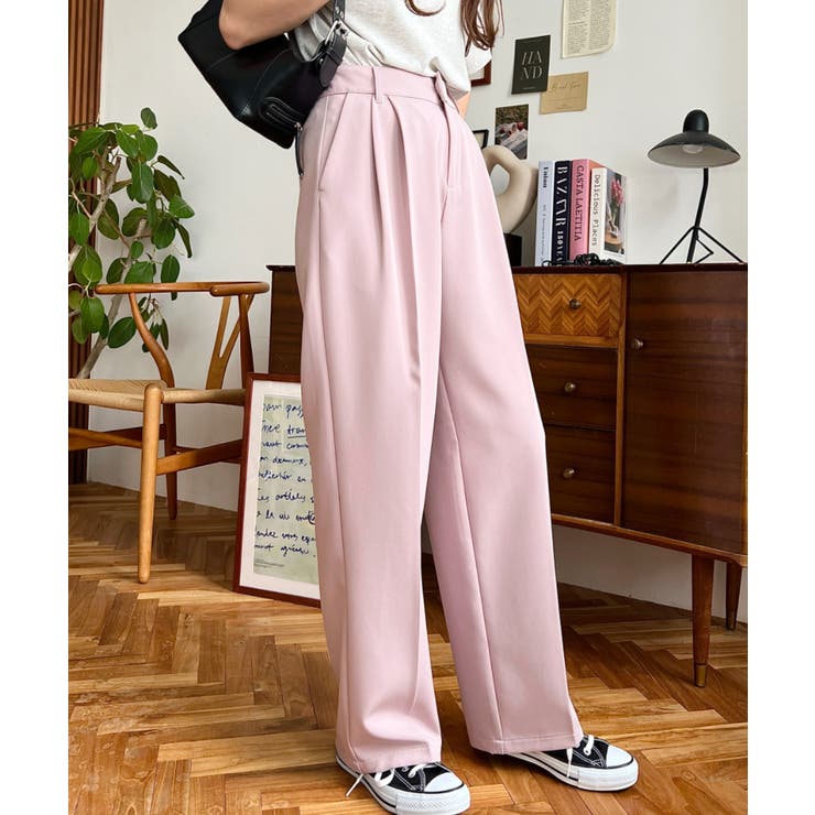 カットジョーゼットセンタープレスハイウエストツータックセミワイドスラックスパンツ | moment+ | 詳細画像70 