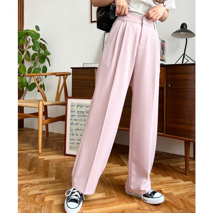 カットジョーゼットセンタープレスハイウエストツータックセミワイドスラックスパンツ | moment+ | 詳細画像71 