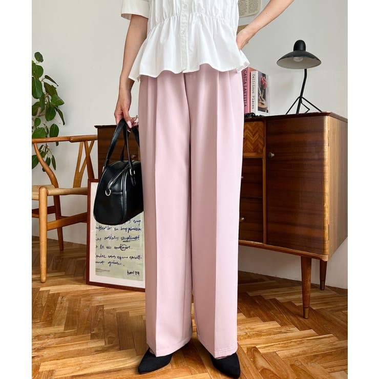 カットジョーゼットセンタープレスハイウエストツータックセミワイドスラックスパンツ | moment+ | 詳細画像73 