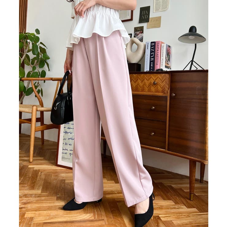 カットジョーゼットセンタープレスハイウエストツータックセミワイドスラックスパンツ | moment+ | 詳細画像77 