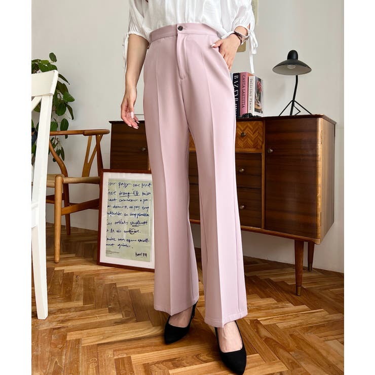 センタープレスフレアスラックスパンツ カットジョーゼット | moment+ | 詳細画像15 