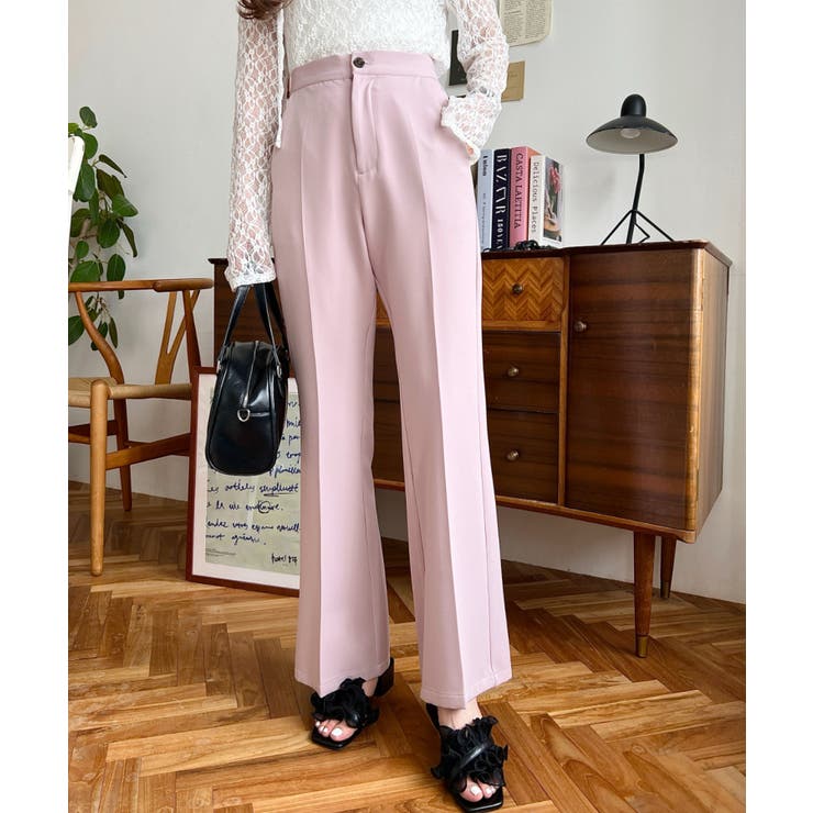 センタープレスフレアスラックスパンツ カットジョーゼット | moment+ | 詳細画像18 