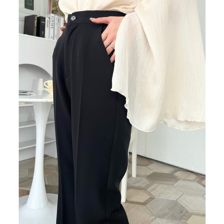 センタープレスフレアスラックスパンツ カットジョーゼット | moment+ | 詳細画像50 