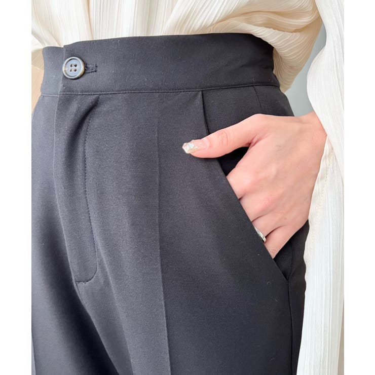 センタープレスフレアスラックスパンツ カットジョーゼット | moment+ | 詳細画像52 