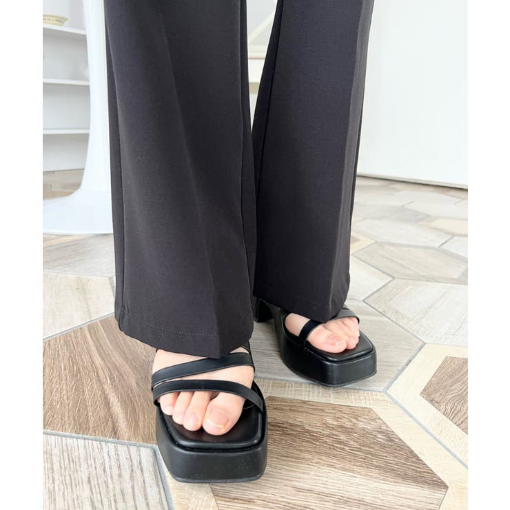 センタープレスフレアスラックスパンツ カットジョーゼット | moment+ | 詳細画像53 