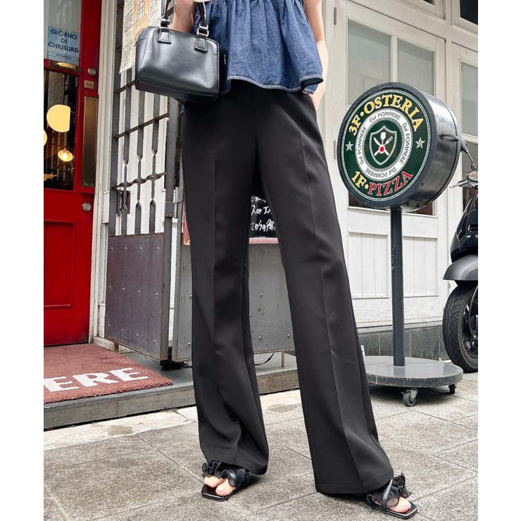 センタープレスフレアスラックスパンツ カットジョーゼット | moment+ | 詳細画像54 