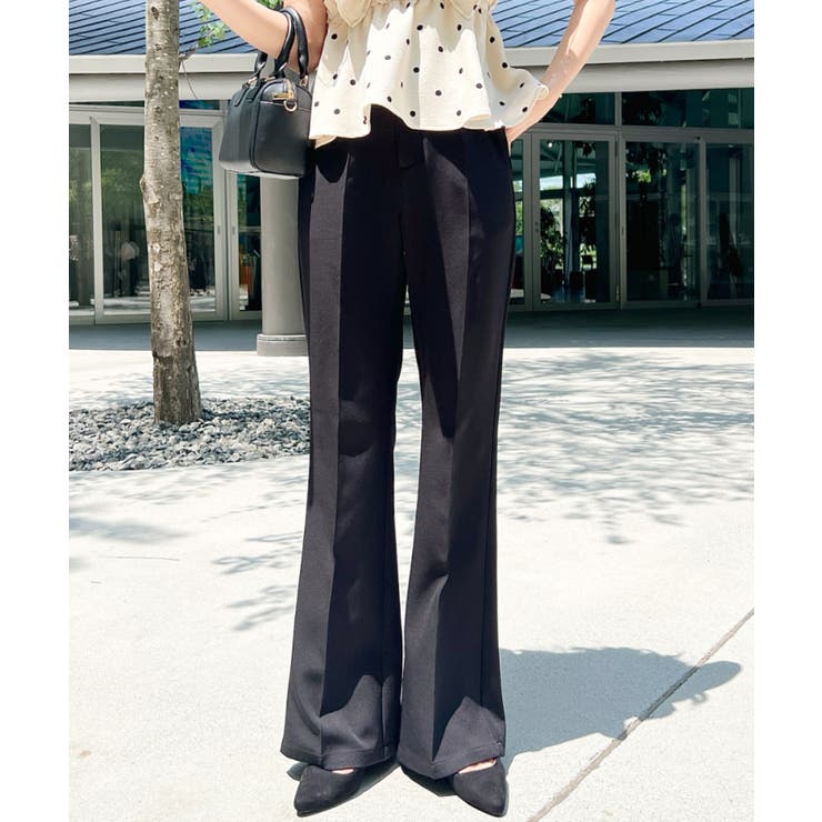 センタープレスフレアスラックスパンツ カットジョーゼット | moment+ | 詳細画像56 