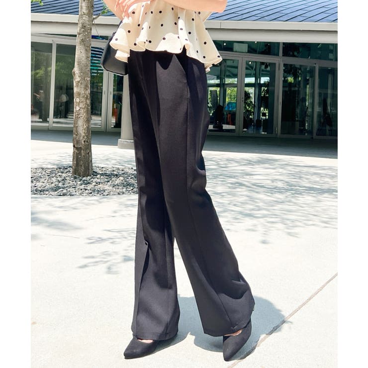 センタープレスフレアスラックスパンツ カットジョーゼット | moment+ | 詳細画像57 