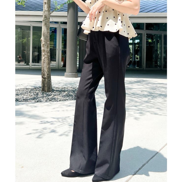 センタープレスフレアスラックスパンツ カットジョーゼット | moment+ | 詳細画像58 