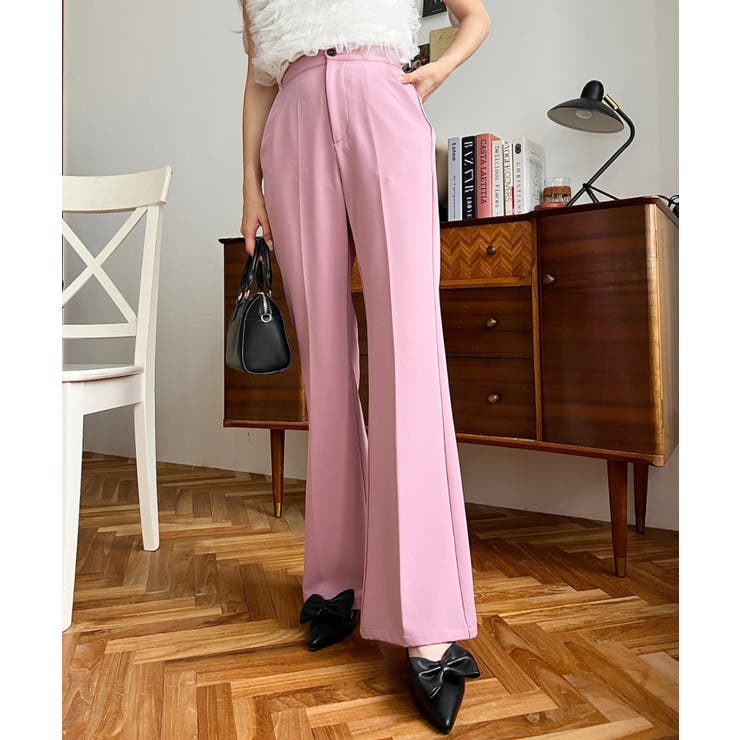 センタープレスフレアスラックスパンツ カットジョーゼット | moment+ | 詳細画像60 