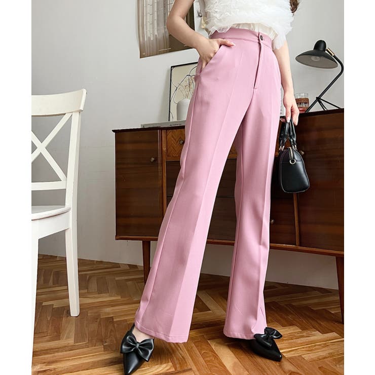 センタープレスフレアスラックスパンツ カットジョーゼット | moment+ | 詳細画像63 