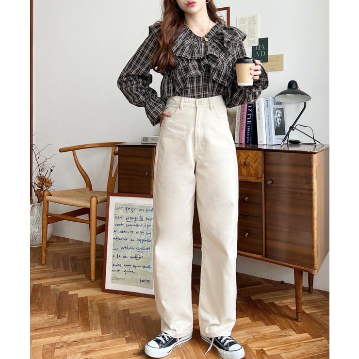 デニム＆ツイルストレートパンツ | moment+ | 詳細画像3 