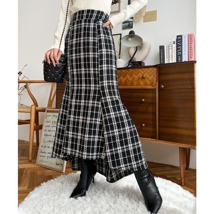 ツイードマーメイドスカート(ツイードスカート)[品番：ERMW0004230