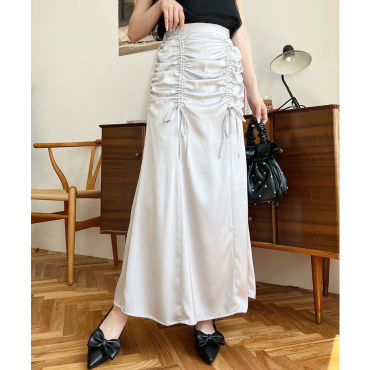 musubore シャーリングリボンスカート 新品 フリーサイズ musubore（ムスボレ）の「【 select 】shirring ribbon SK