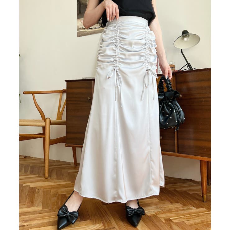 【(=^ェ^=) 】musubore ムスボレ シャーリングリボンスカート musubore（ムスボレ）の「【 select 】shirring ribbon SK