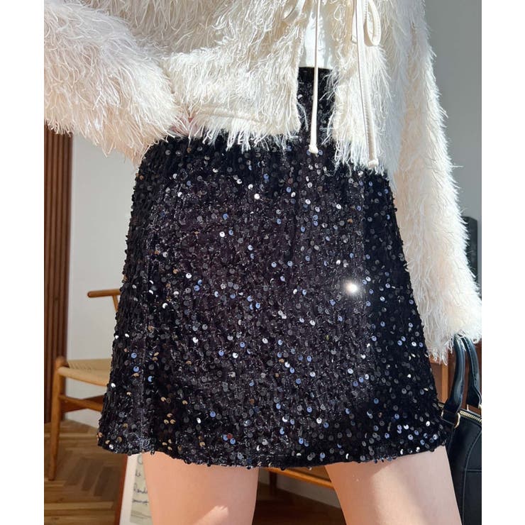 スパンコールベロアミニスカート | moment+ | 詳細画像17 