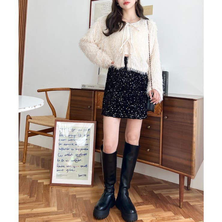 スパンコールベロアミニスカート | moment+ | 詳細画像21 