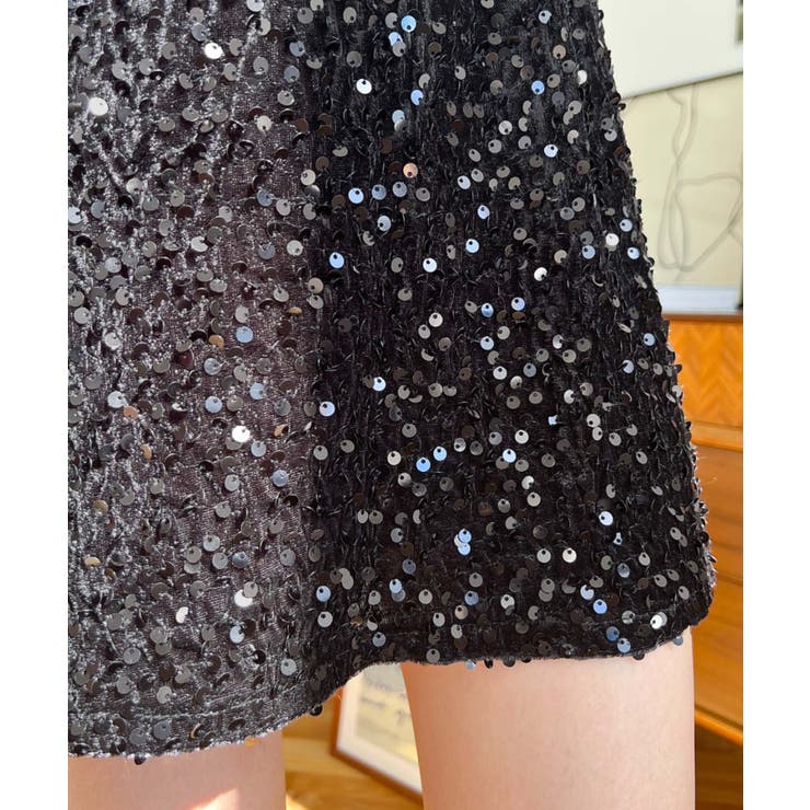 スパンコールベロアミニスカート | moment+ | 詳細画像23 