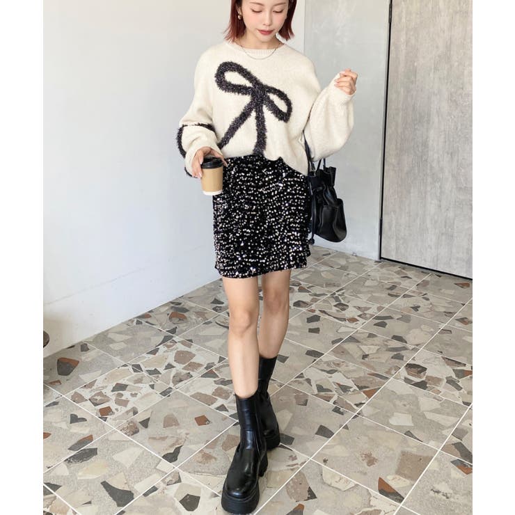 スパンコールベロアミニスカート | moment+ | 詳細画像27 