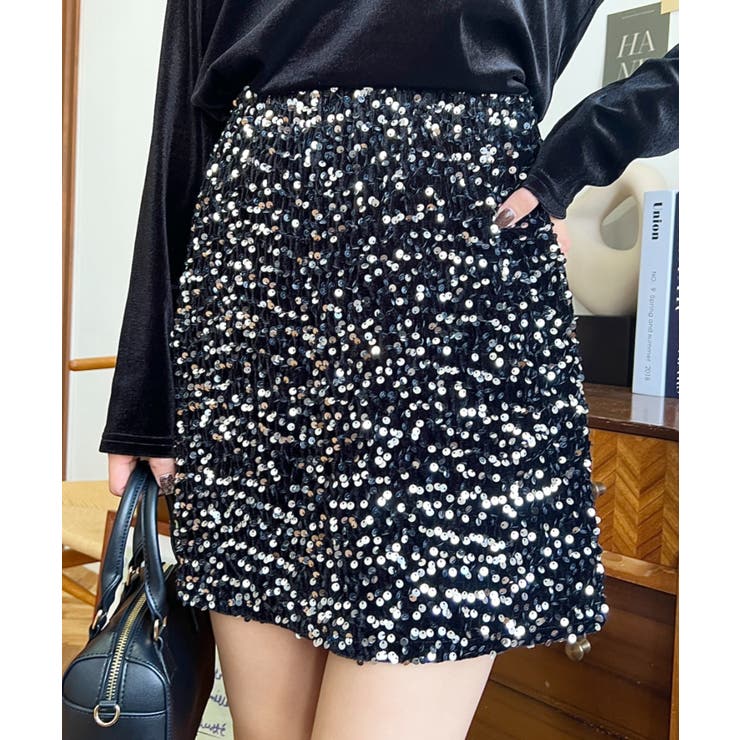 スパンコールベロアミニスカート | moment+ | 詳細画像29 