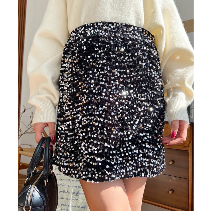 スパンコールベロアミニスカート | moment+ | 詳細画像36 