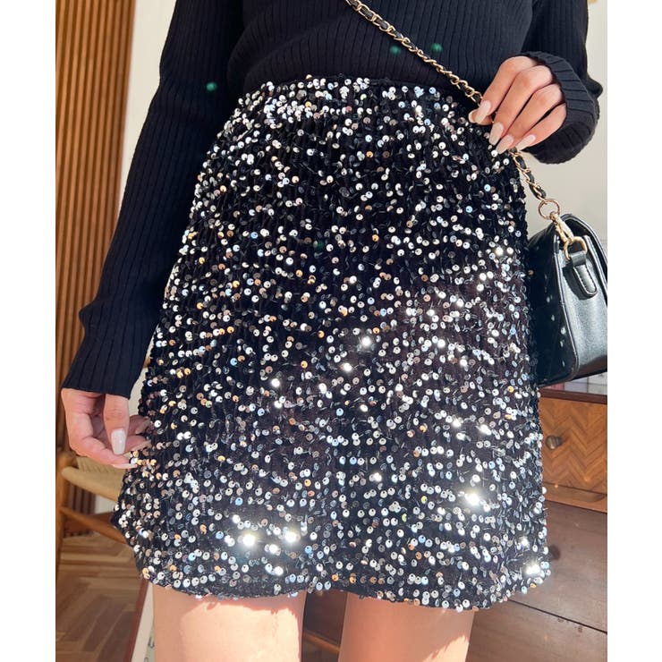 スパンコールベロアミニスカート | moment+ | 詳細画像44 