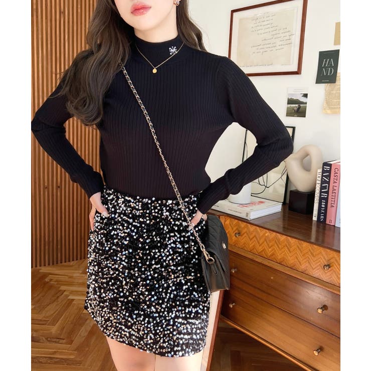 スパンコールベロアミニスカート | moment+ | 詳細画像48 