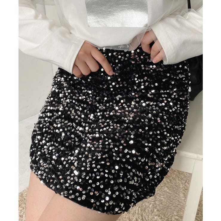 スパンコールベロアミニスカート | moment+ | 詳細画像50 