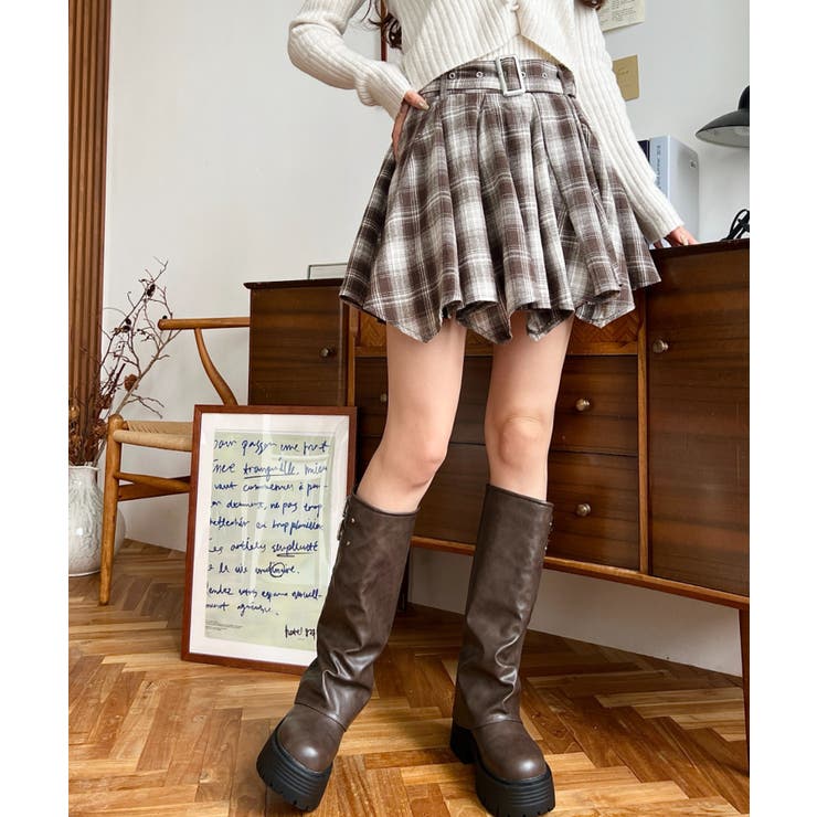 ゆめM me eme ベルトセット　チェック　プリーツ　スコート ゆめ様専用M me eme ベルトセット チェック プリーツ スコート