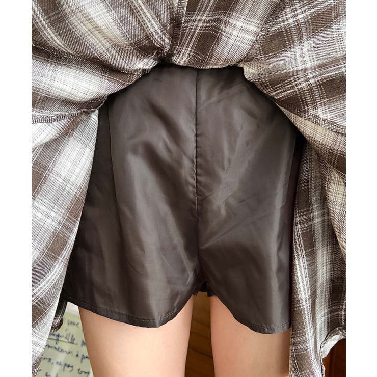 ベルト付きアシメヘムタックプリーツチェック柄ミニスカート | moment+ | 詳細画像24 