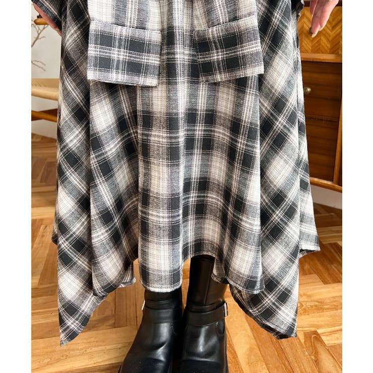 ラップ風ランダムヘムチェックスカート | moment+ | 詳細画像16 