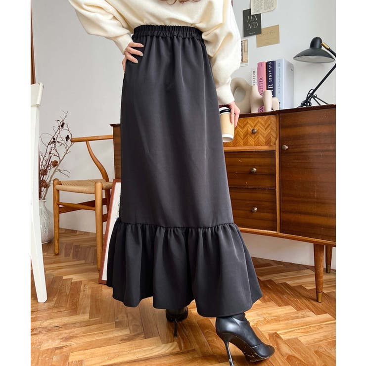 アシンメトリーヘムギャザースカート[品番：ERMW0004159]｜moment+