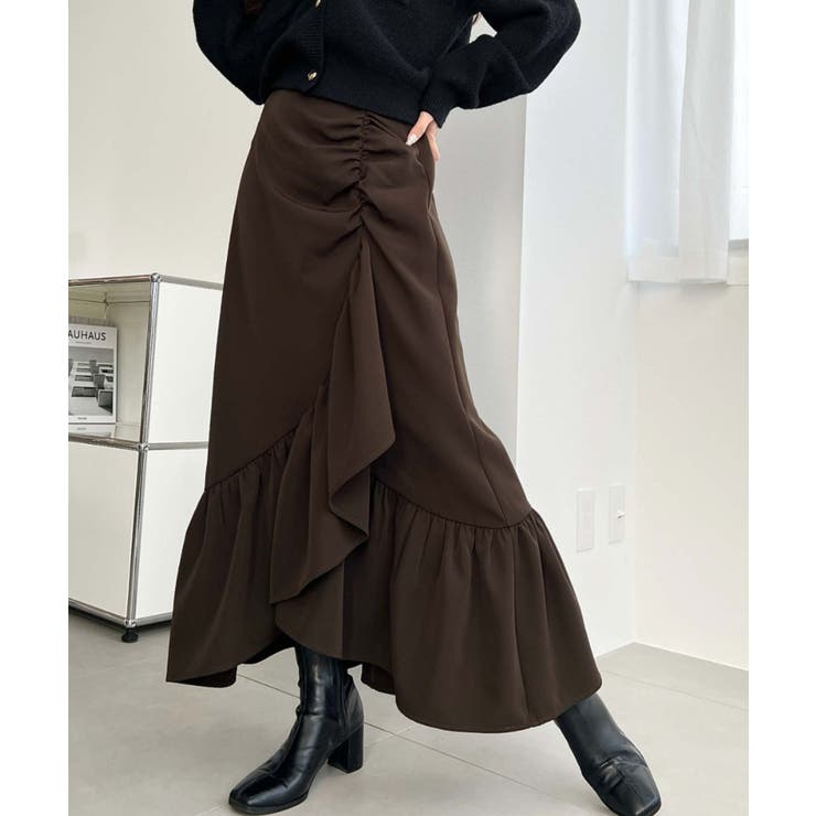 アシンメトリーヘムギャザースカート | moment+ | 詳細画像16 