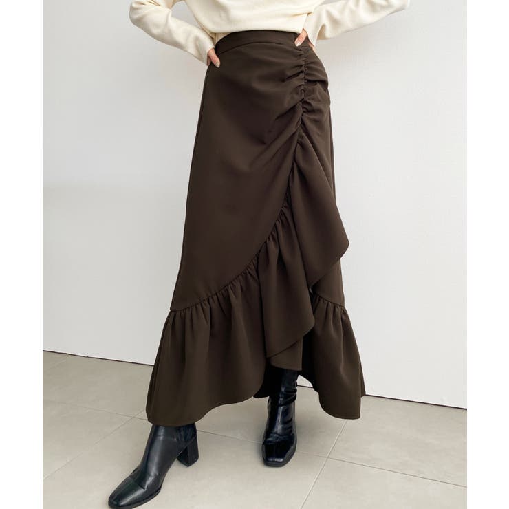 アシンメトリーヘムギャザースカート | moment+ | 詳細画像20 