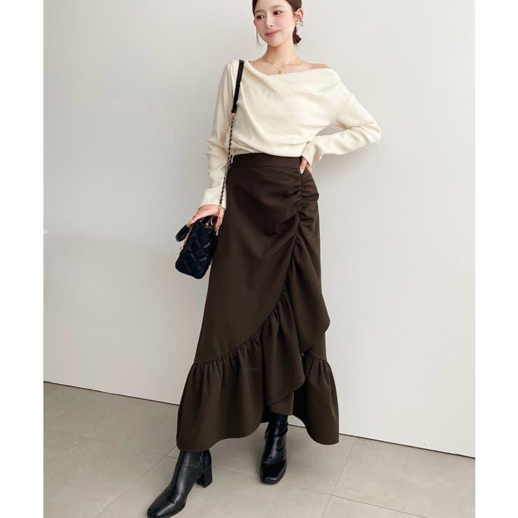 アシンメトリーヘムギャザースカート | moment+ | 詳細画像23 