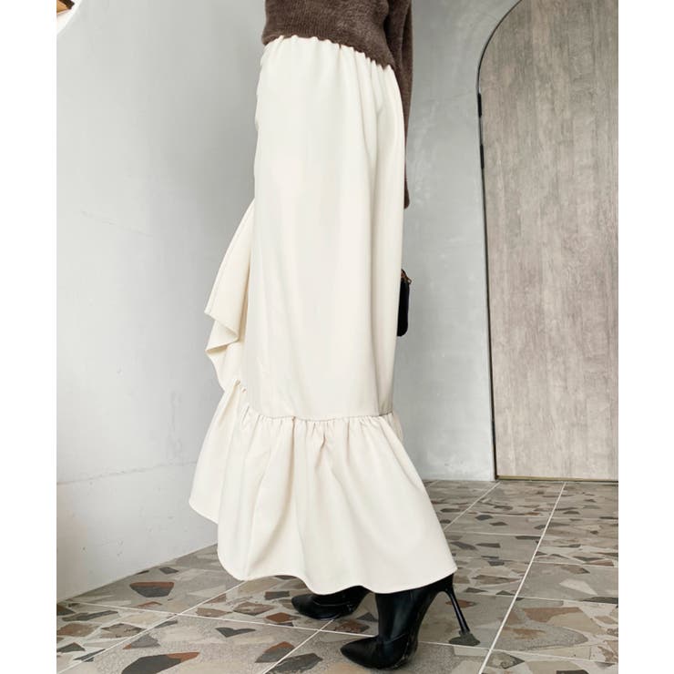 アシンメトリーヘムギャザースカート | moment+ | 詳細画像5 