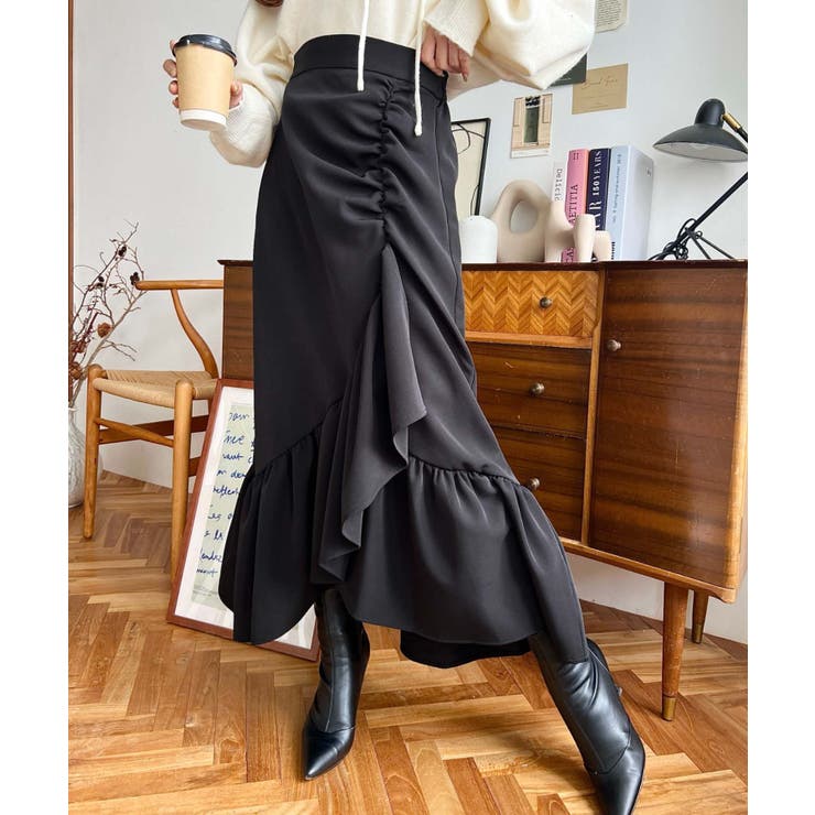 アシンメトリーヘムギャザースカート | moment+ | 詳細画像7 