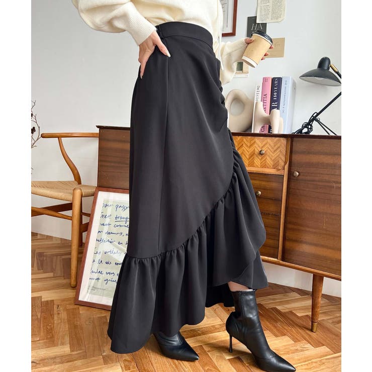 アシンメトリーヘムギャザースカート | moment+ | 詳細画像9 