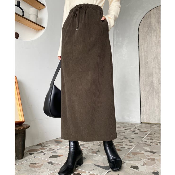 ブラウン | コーデュロイドロストタイトスカート | moment+