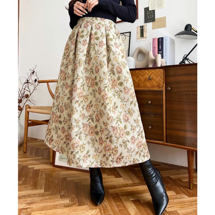 ゴブランジャガードフレアスカート | moment+ | 詳細画像2 