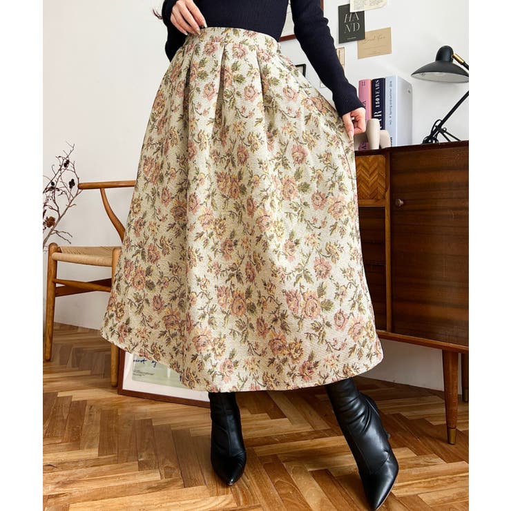 ゴブランジャガードフレアスカート | moment+ | 詳細画像3 