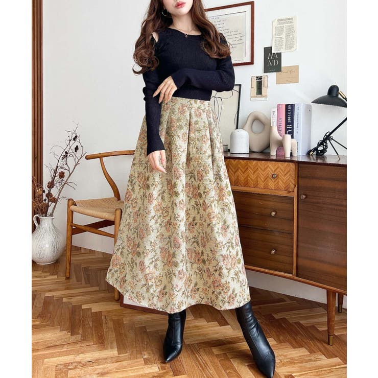 ゴブランジャガードフレアスカート | moment+ | 詳細画像6 