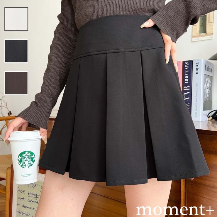 厚手TPUカットジョーゼットワイドプリーツミニスカパン | moment+ | 詳細画像1 