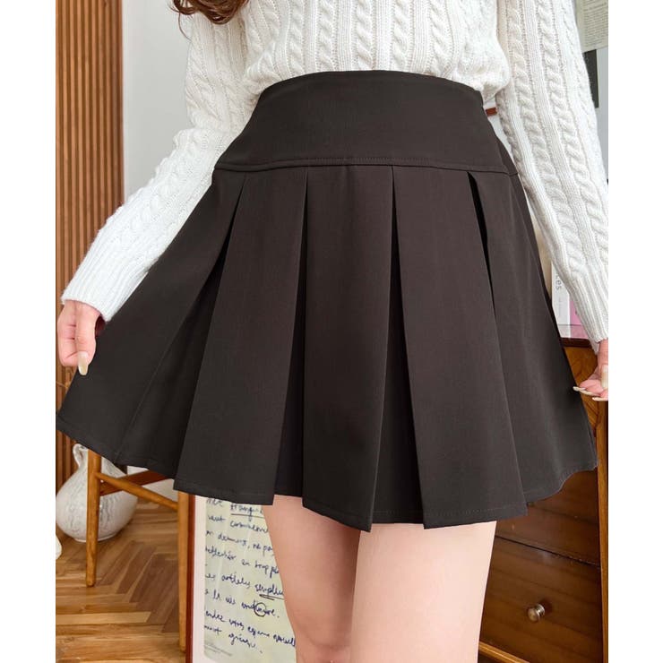 厚手TPUカットジョーゼットワイドプリーツミニスカパン | moment+ | 詳細画像10 