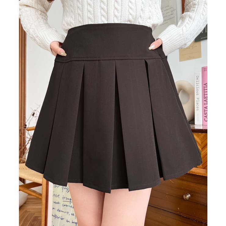 厚手TPUカットジョーゼットワイドプリーツミニスカパン | moment+ | 詳細画像11 