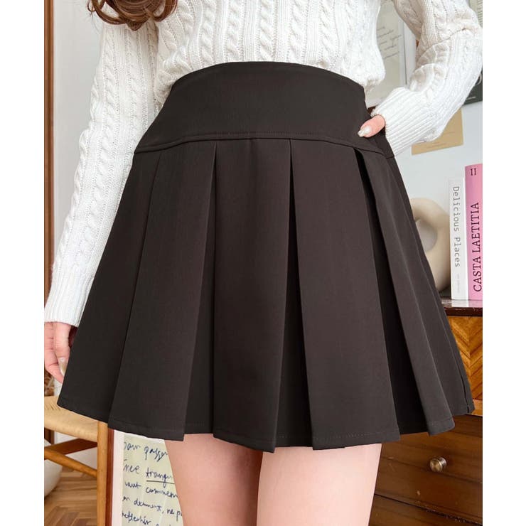 厚手TPUカットジョーゼットワイドプリーツミニスカパン | moment+ | 詳細画像12 